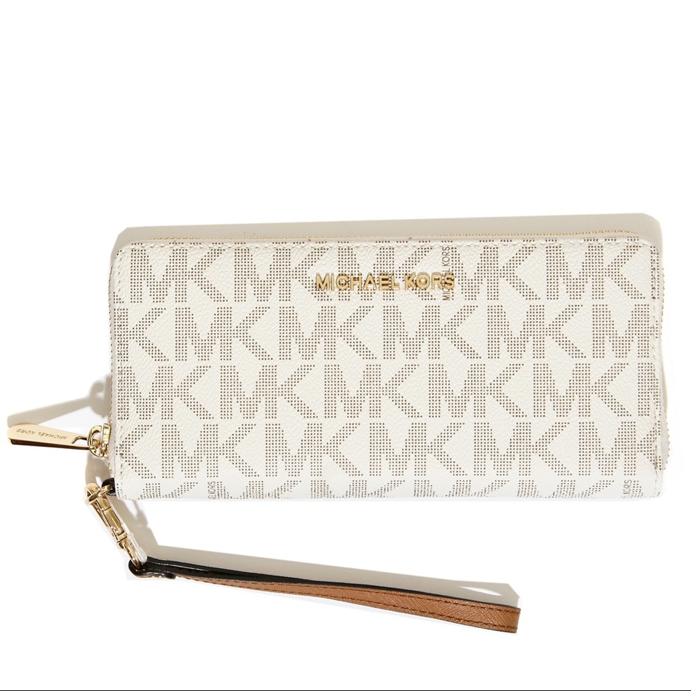 MICHAEL Michael Kors White and Gold Logo Wallet